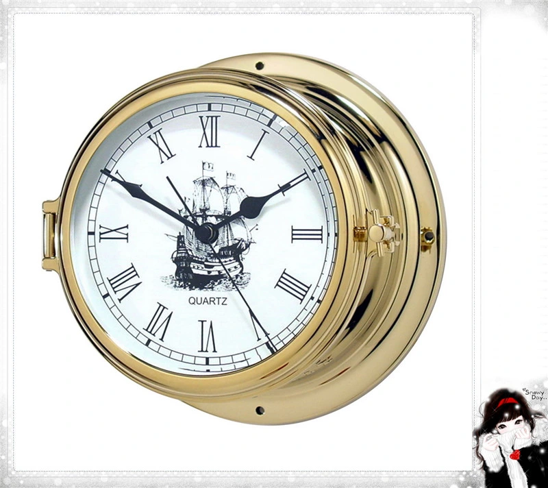 12 Hour Format Time & Tide Quartz Clock Brass Case Dial 150mm