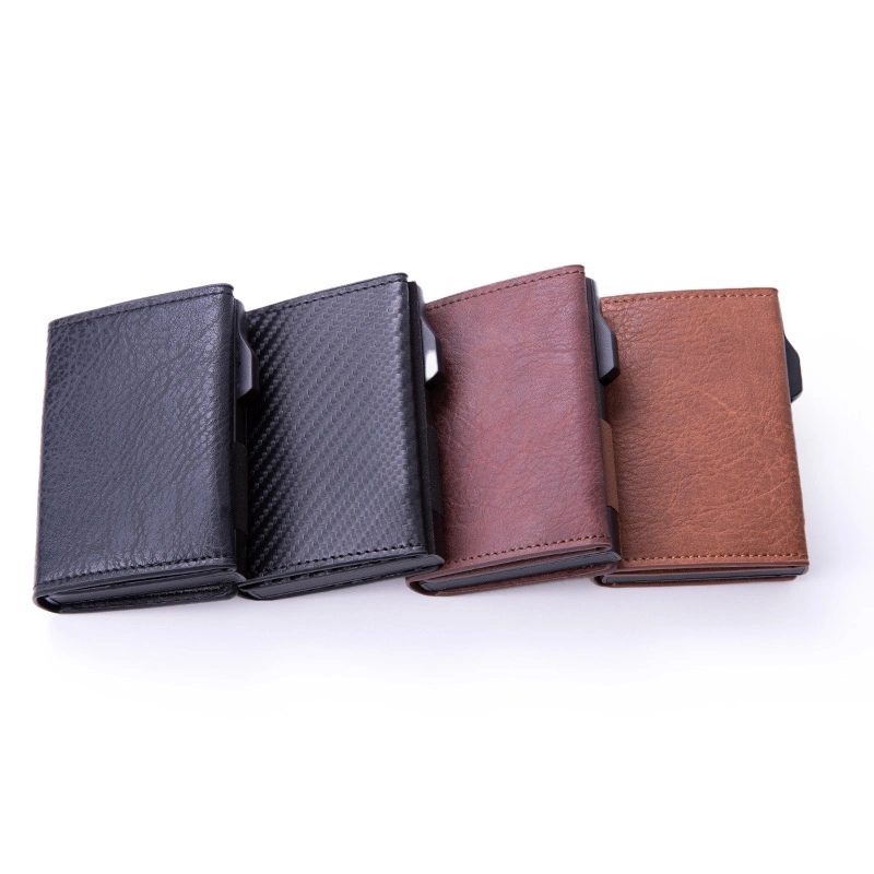 PU Leather Pop up Wallet RFID Blocking Slim Minimalist Credit Card Holder