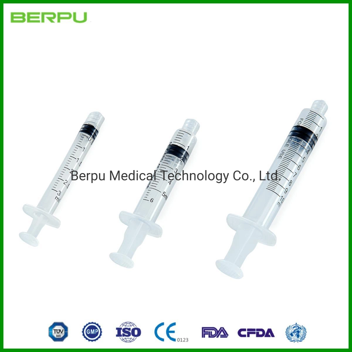Berpu Eo Sterile Disposable Three Part Luer Lock Luer Slip Central Type Eccentric Type Hypodermic Syringe Injection Syringe with Size 1-60ml CE ISO FDA