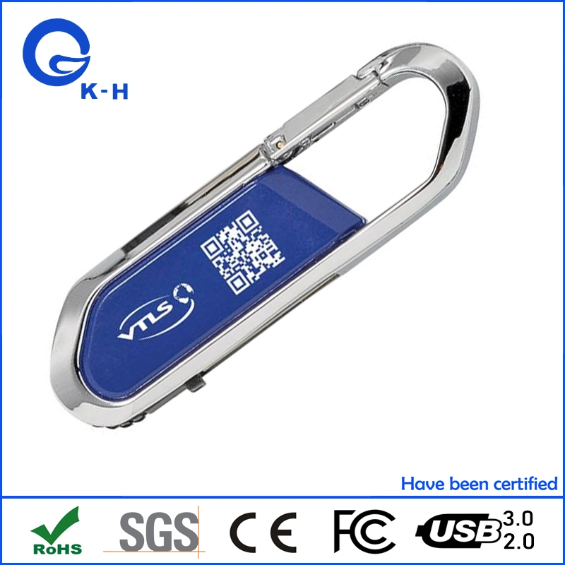 Promotional Metal Carabiner USB Flash Memory 16GB Storage 32GB 64GB