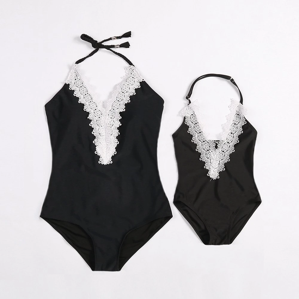 Parent-Child Swimwear 1 Piece Swimsuit Lace Baby Clothes