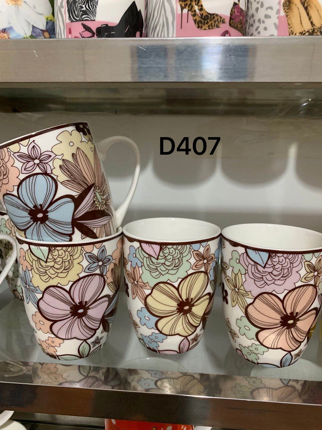 Set of 4 Butterfly Flower Patterns Design Porcelain Mugs Coffee Cup for Festival