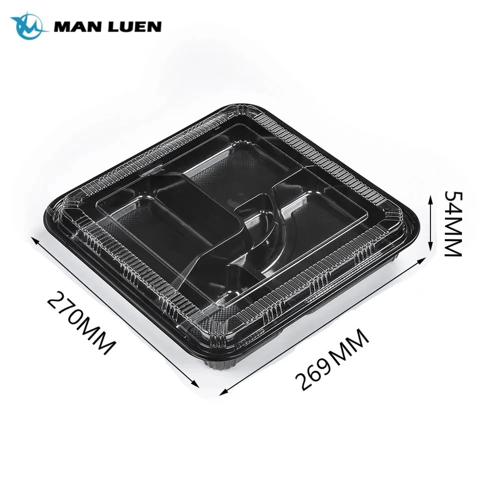 5 Compartment Microwavable Fast Food PP Plastic Disposable Takeawaay Food Packaging