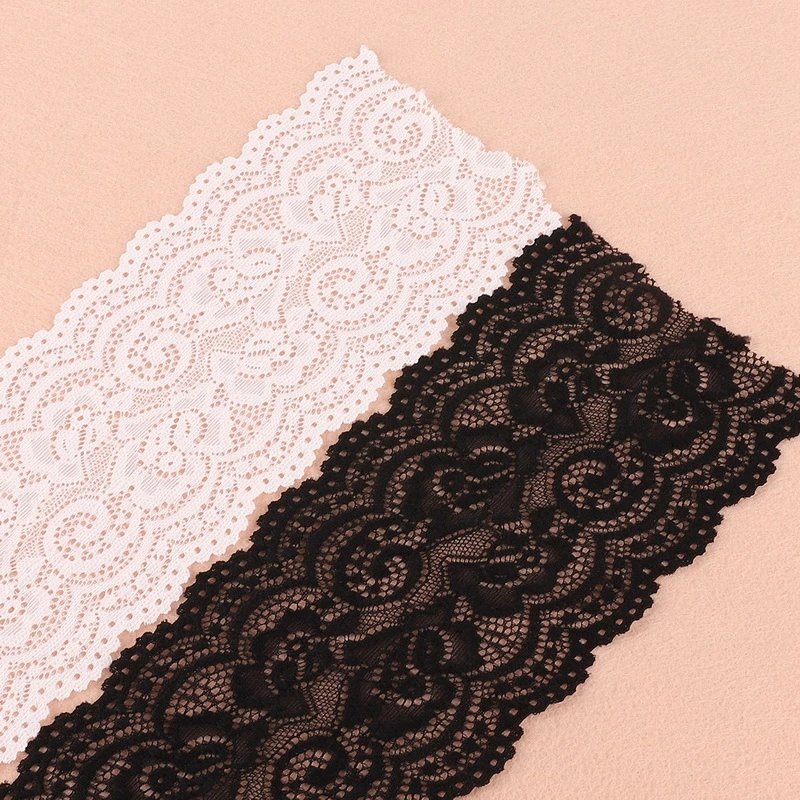 Supe Wide White Black Pierced Lace Fabric Trim Ribbons DIY Sewing Garment Wedding