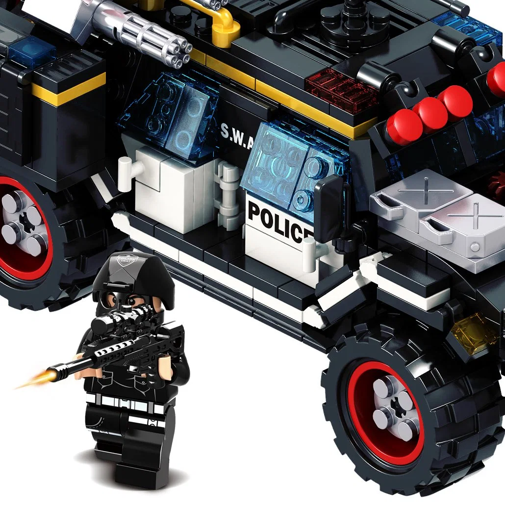 Woma Toys Wholesale/Supplier Early Education Kids Building Block Plastic Swat Armored Vehicle Black Car Other Construction Toy Hobbies