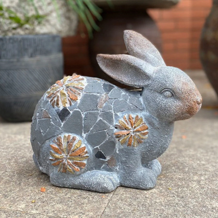 Figurine personnalisée Statue de jardin décoration extérieure Fiberclay mignon lapin