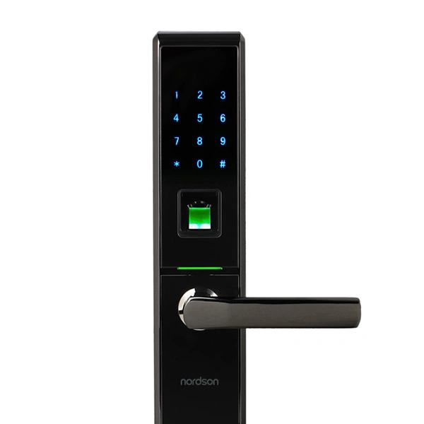 Narrow Frame Electronic Fingerprint Password Smart Office Hotel Door Lock Frameless Sliding Glass Aluminum Fingerprint Door Lock