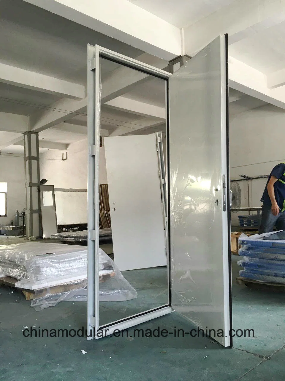 Steel Door with Double Frames for Panel Wall (CHAM-MDC400)