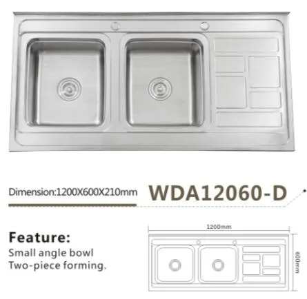 Popular Size for Stainless Steel Kitchen Sink Wda12060-D Kitchenware