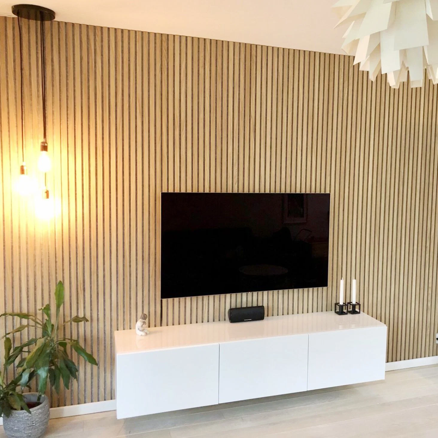 Slatted Timber Acoustic Wall Panels for Wooden Modern Style Wall Wood Soundproof Wall Panel for Living Room