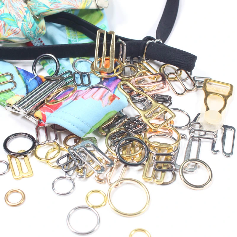 1000sets/Bags Swimwear Metal Adjuster Buckle 12mm Bra Strap Silver Alloy Rings and Sliders