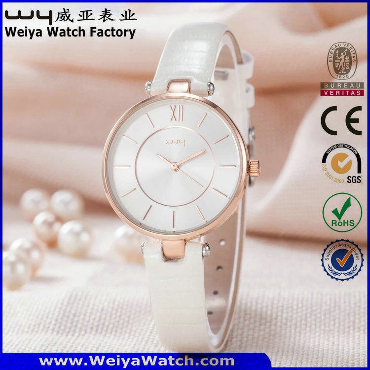 Fashion Casual Leather Strap Quartz Ladies Custom Service Watch (Wy-061D)