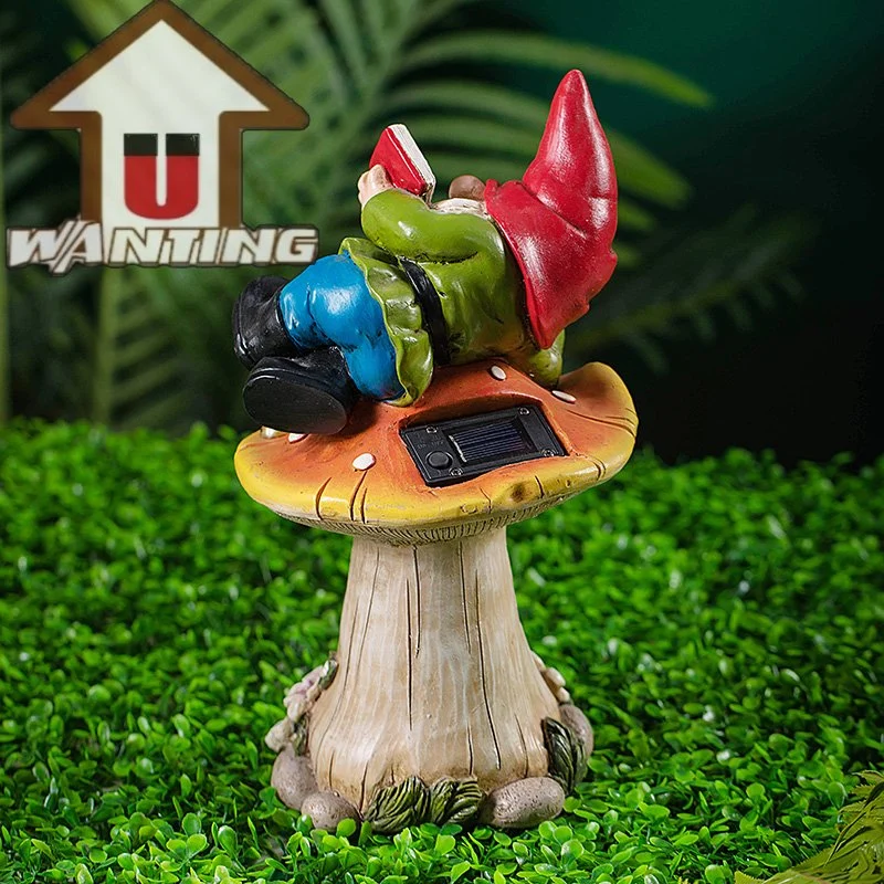 Kaninchen sitzt auf der Schildkröte Funktionelles Spielzeug Geschenke Garten Gnome Solarleuchten