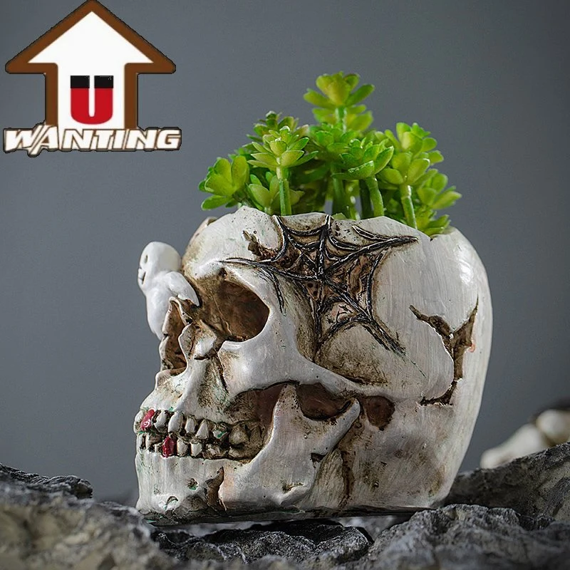 New Design Customized Hand Skeleton Flower Pot Garden Decoration Handicraft Resin Decor