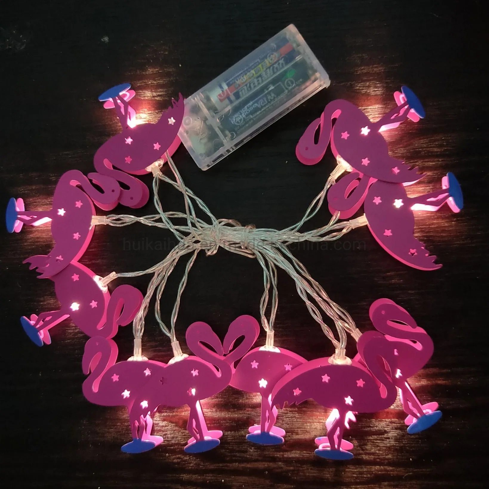 Pink Flamingo Party Wasserdichte Metall LED Solar Batterie String Lichter Für Gartendekoration im Sommer