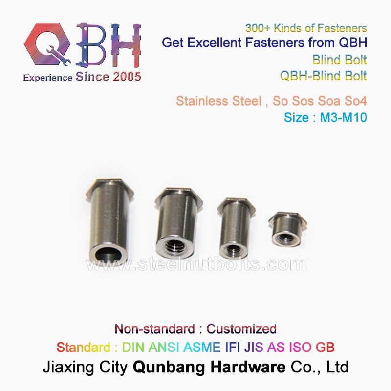 Qbh Mechanical Hydraulic Pneumatic Press Stainless Steel Female Thread Thru-Hole Hexagon Hex Self-Clinching Drilling Tapping Standoffs Blind Hollow Screws