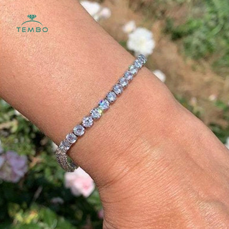 Genuine Round Lab Grown Diamond 18K White Gold Bracelet for Women