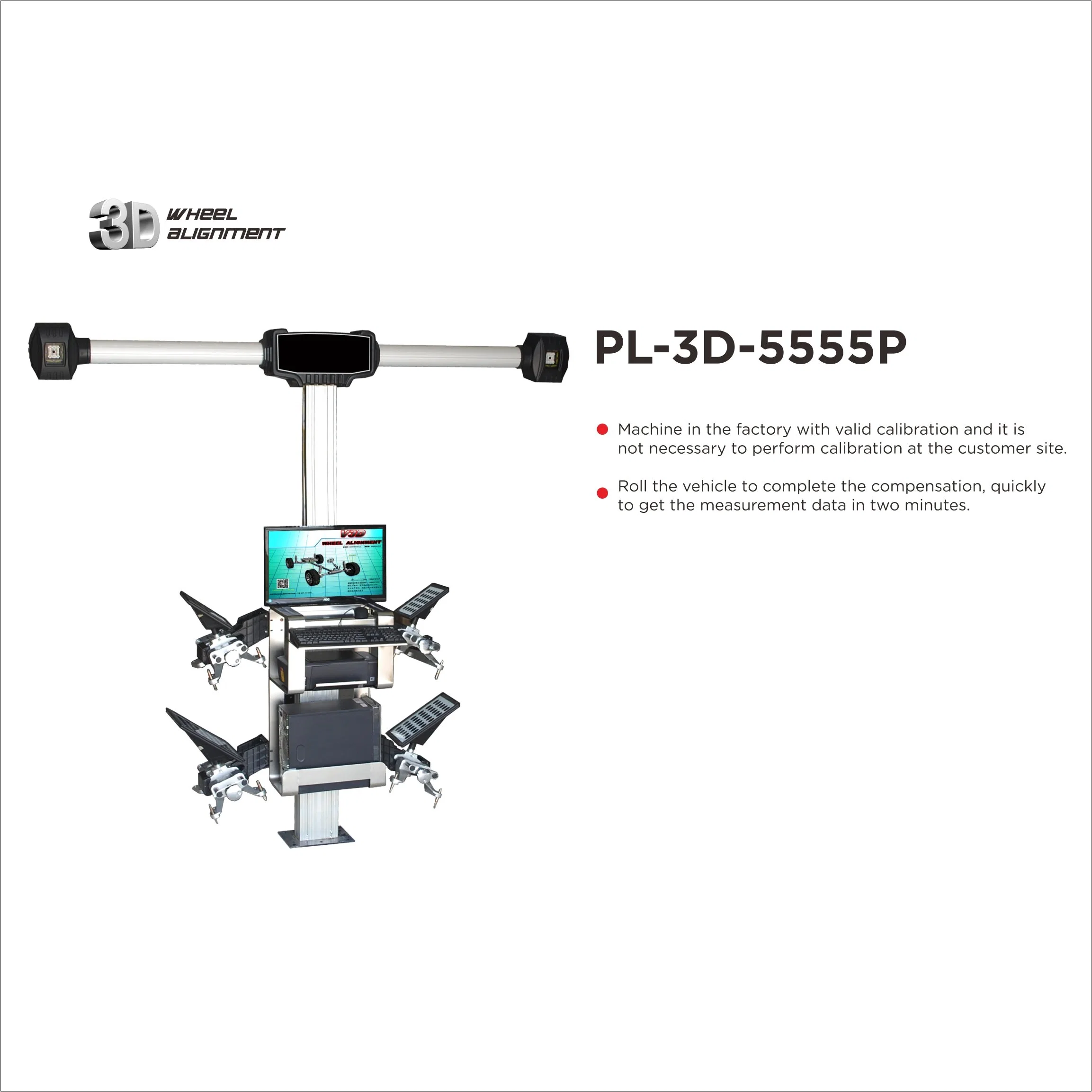 Pl-3D-5555p 3D Wheel Alignment Balancing Machine Auto Scanner Garage Equipment for Car Workshop