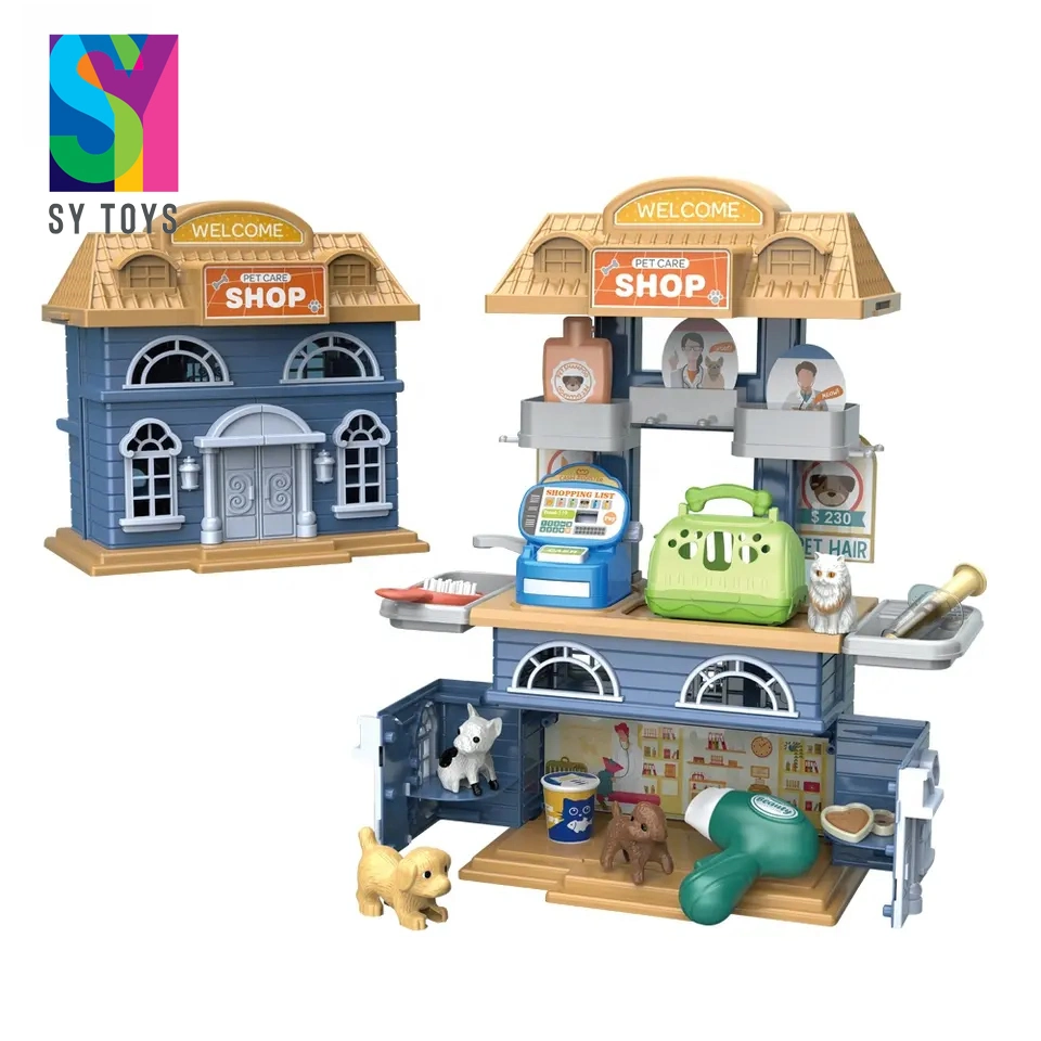 Sy Kids Take Care Dog 2 in 1 DIY Plastic Villa Pretend Play House Feeding Pet Toys