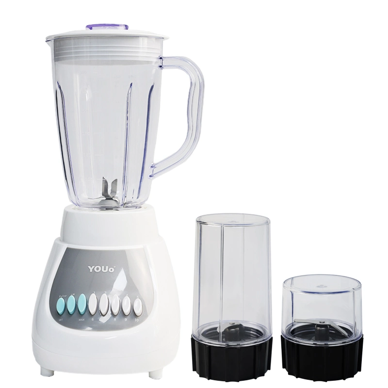 ETL CE Approved Low Power Consumption 10 Speeds Multifunctional Blender Juicer Food Processor with Pulse Function 4 Point Stainless Steel Blade Set