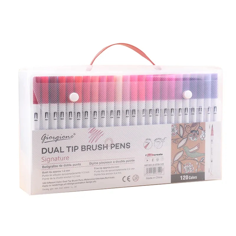 Dual Tip Brush Pens and A4 Size 30 Sheets 110GSM Mark Pad for Art Painting