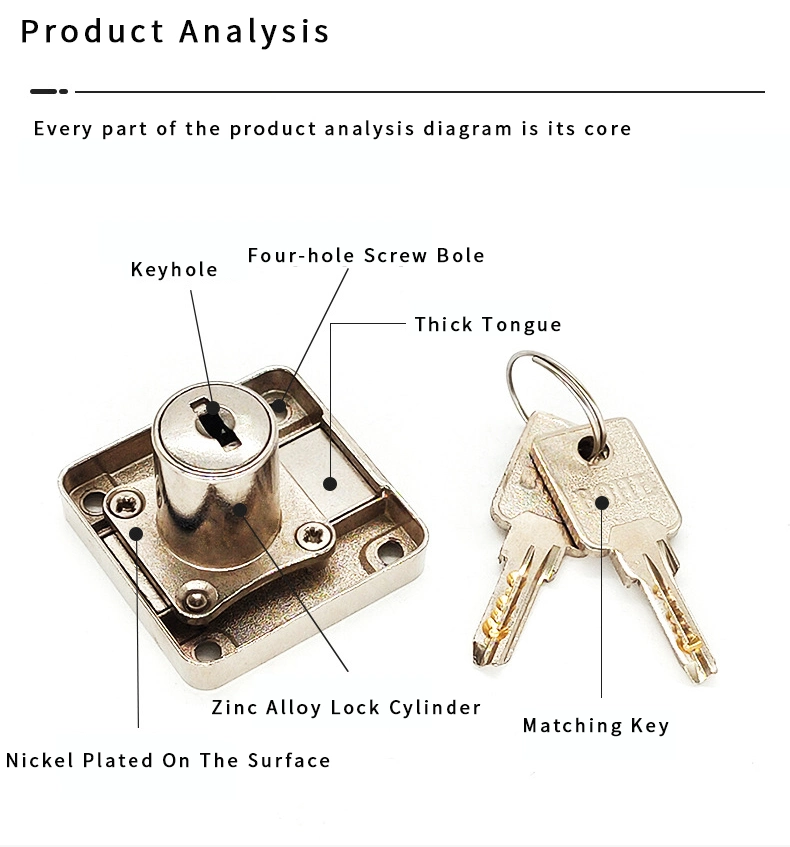 Heavy Duty Locking Office Schreibtisch Computer Key Schlösser Hardware-Zubehör Zink-Legierung Quadratische Hölzerne Schreibtisch Schrank Zunge Schubladen Möbelschlösser