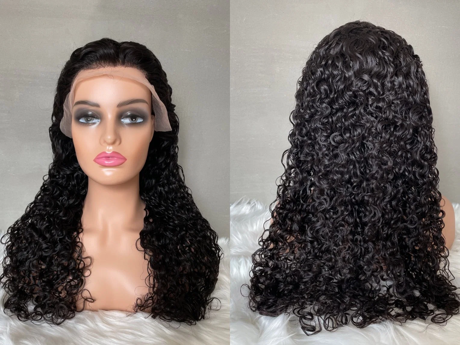 Factory Price 100% Virgin Peruvian Human Hair Water Wave Lace Front Wigs