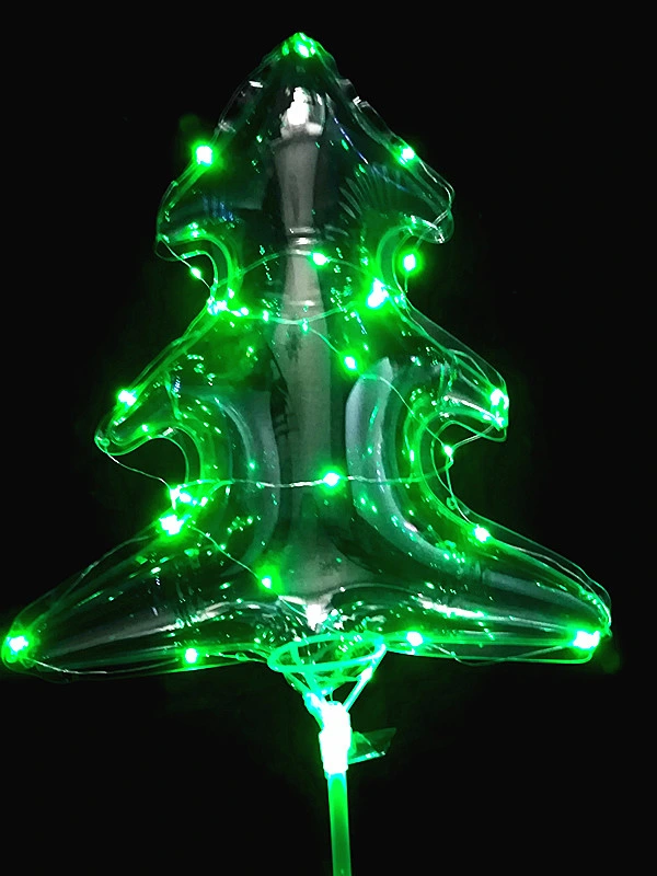 Holiday Party Christmas Tree Shaped Luminous LED Flashing Lights Wave Balloons