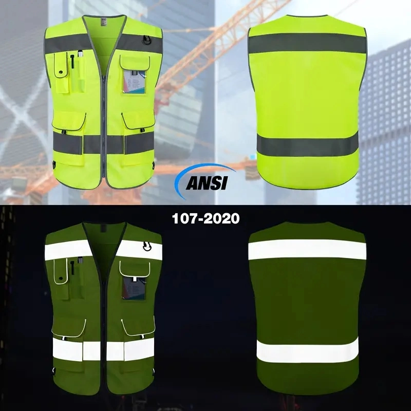 Yellow Color Hi Vis Construction Work Custommade Safety Product PU Coating Vest