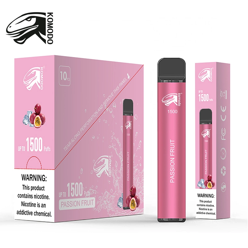 2022 papel descartável Komodo Friit Flavour Vape Pen 1500 Puffs Electronic Cigarro