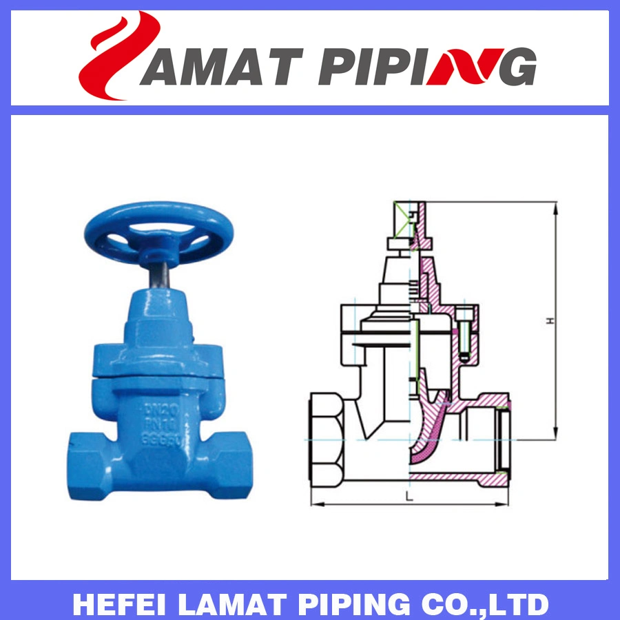 DIN/BS/AWWA PN10/PN16 Fundición de hierro Extremo roscado pequeña válvula de compuerta