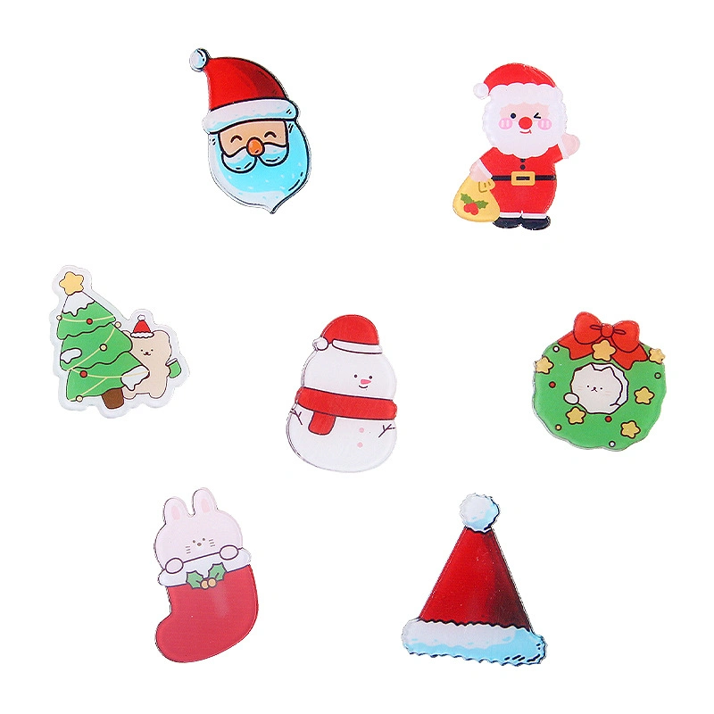 Christmas Cartoon Cute Santa Claus Pin Acrylic Badge Accessories Small Pendant for Bag Christmas Brooch