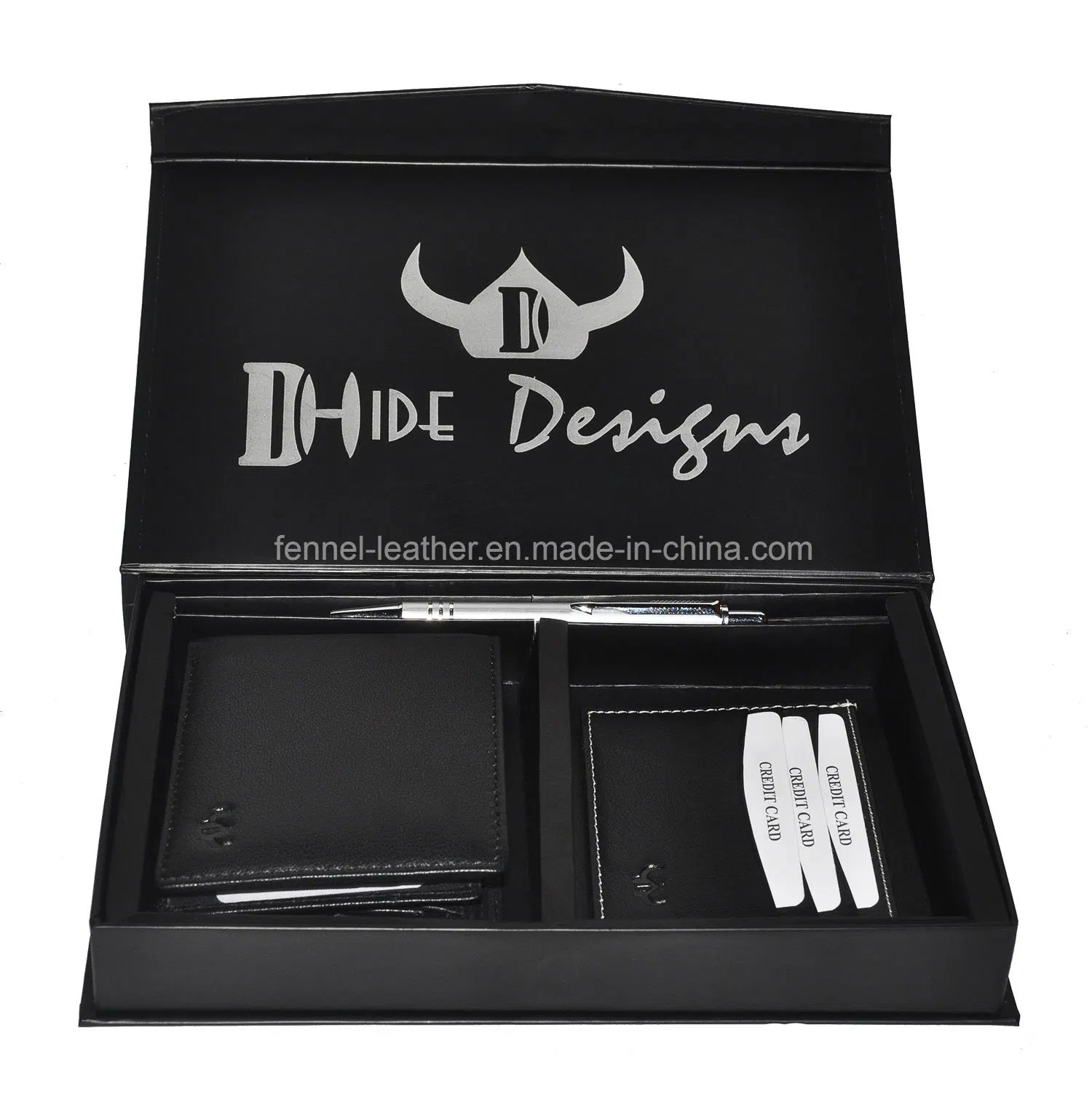 OEM Men&prime; S Genuine Leather Wallet Gift Set with Cardholder and Pen (EU4112)
