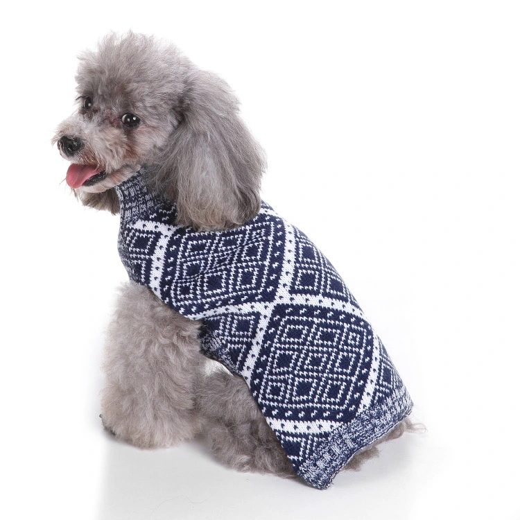 Dog Sweater Dog Clothes Pullover Knitted Pet Apparel Grid Pattern