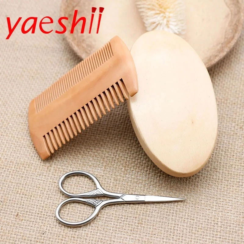 Yaeshii Natural Boar Bristle Beard Brush for Men Bamboo Face Massage to Comb Beards and Mustache