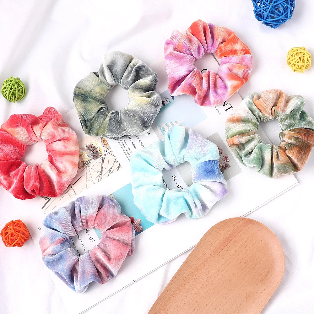 Wholesale/Supplier Gradient Multicolor Soft Pleuche Elastic Hair Scrunchies for Women Daily Use