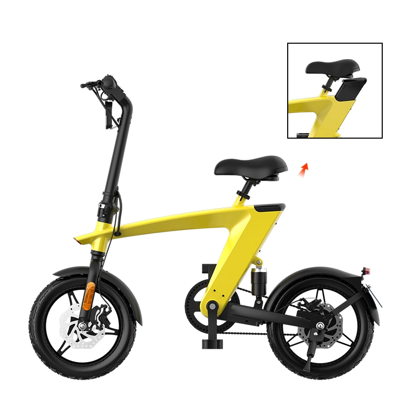 Bicicleta elétrica de scooter amarela branca preta