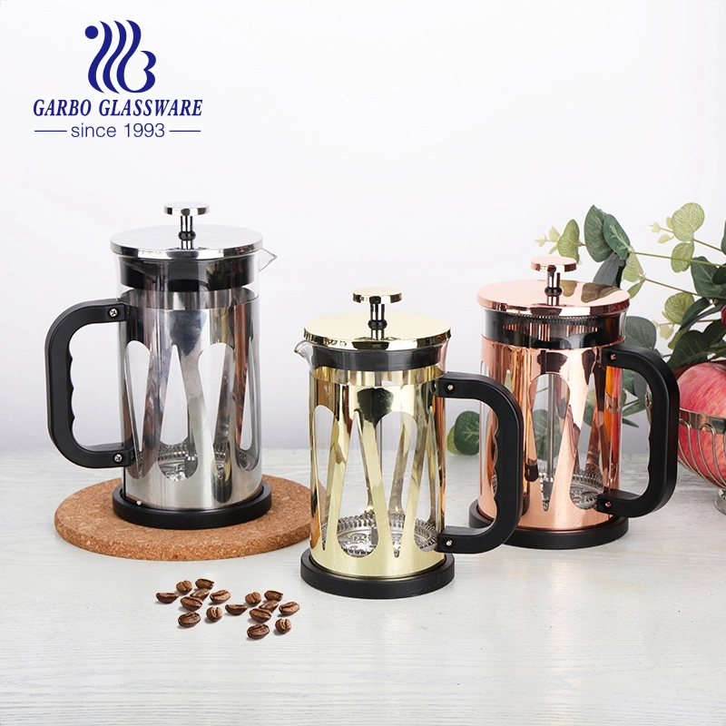 Heat Resistant High Borosilicate Glass French Press Pot Coffee Maker with Stainless Steel Handle