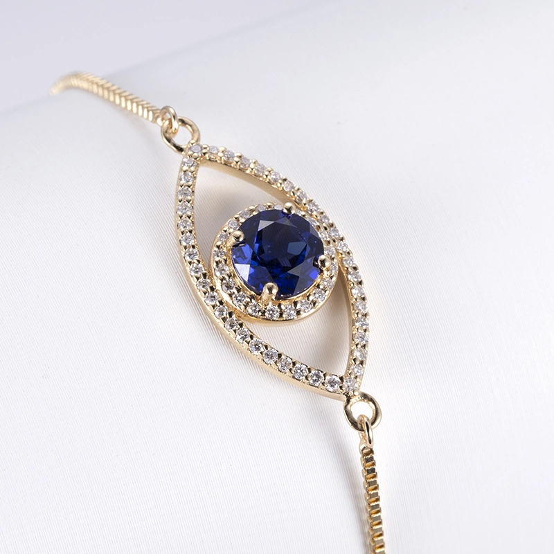 Wholesale/Supplier 10K 14K 18K Yellow Gold Custom Jewelry Moissanite Lab Sapphire Bracelet