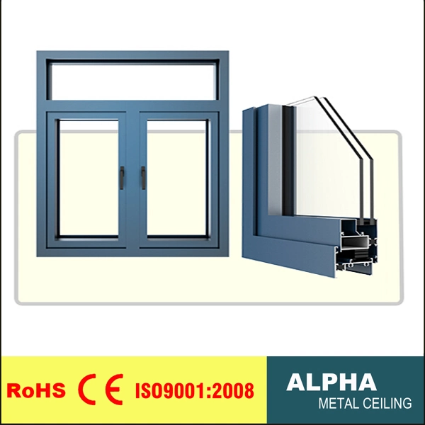 Aluminum Injection Casement Windows Series50 with Hollow Glass for Building Material