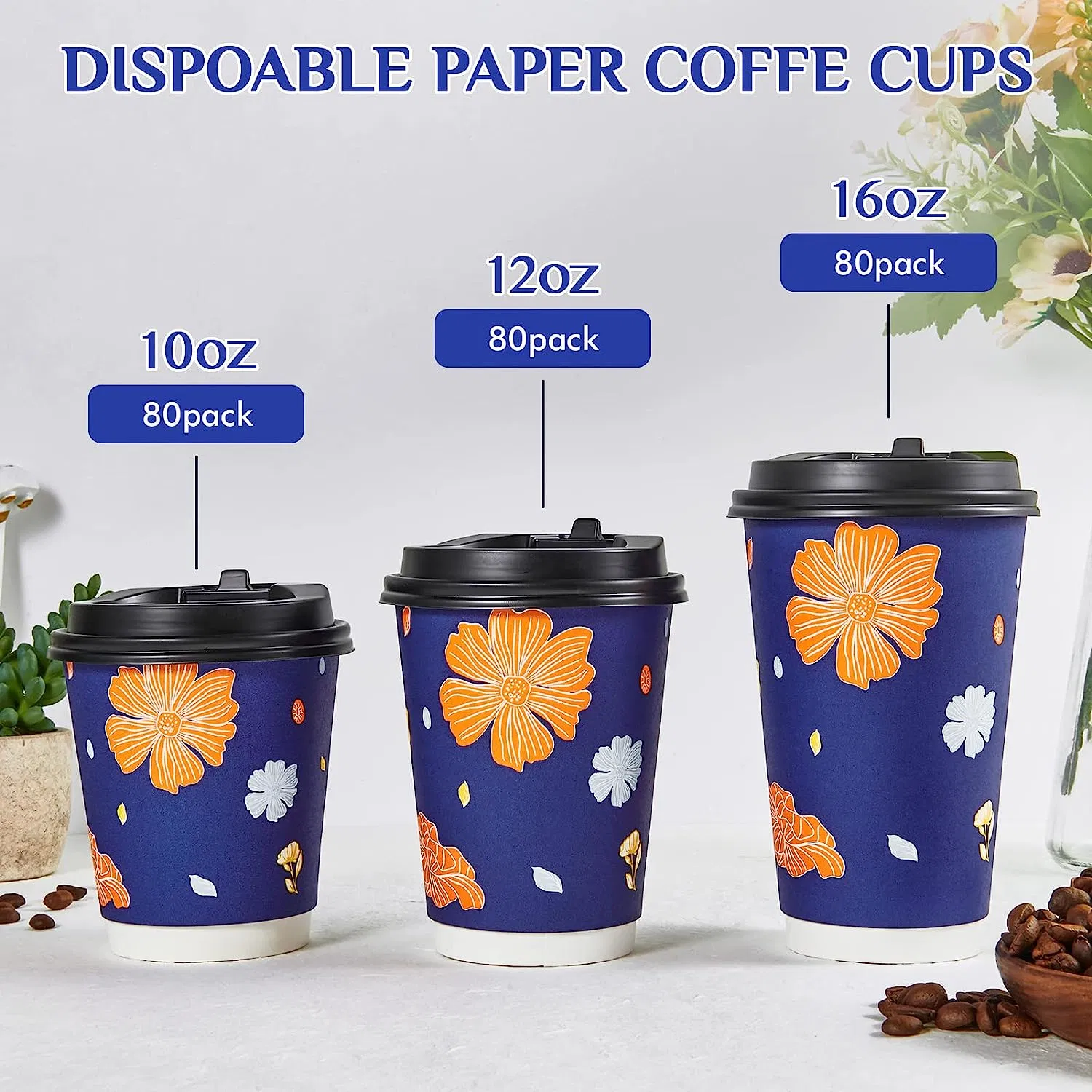 Kundenspezifischer Druck 8oz 12oz 16oz Einweg-doppelwandige Kaffee-Papier Becher