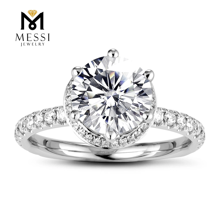 Messi Jewelry Flower Moissanite Diamond Ring 14K Gold Jewelry Wholesale with Rose Gold Plating for Woman