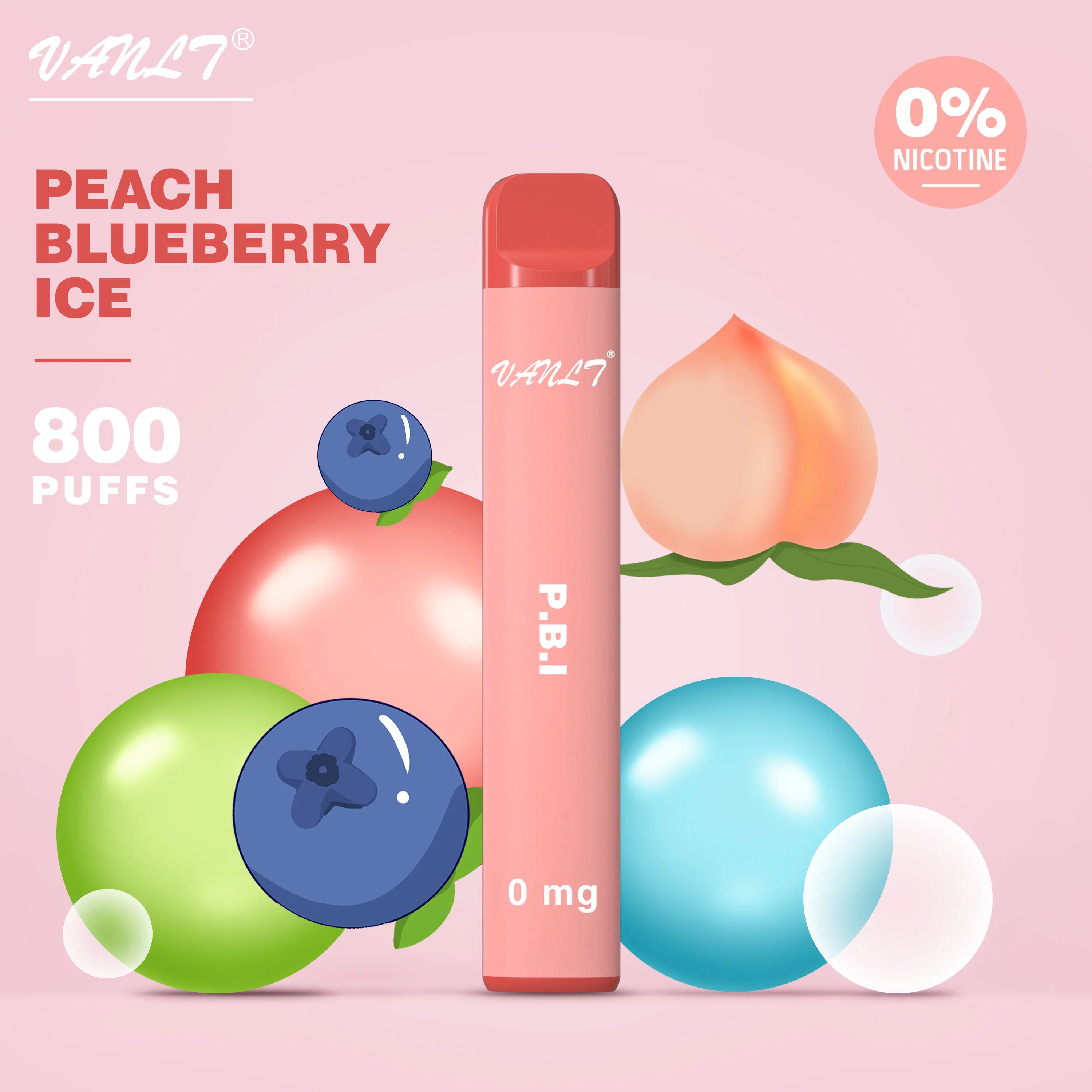 Europe Crazy Selling 800 Puffs Flavored Peach Blueberry Ice E Cigarette