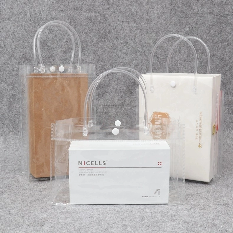 PVC Shopping Gift Bag Transparent Cosmetics Packing Bag