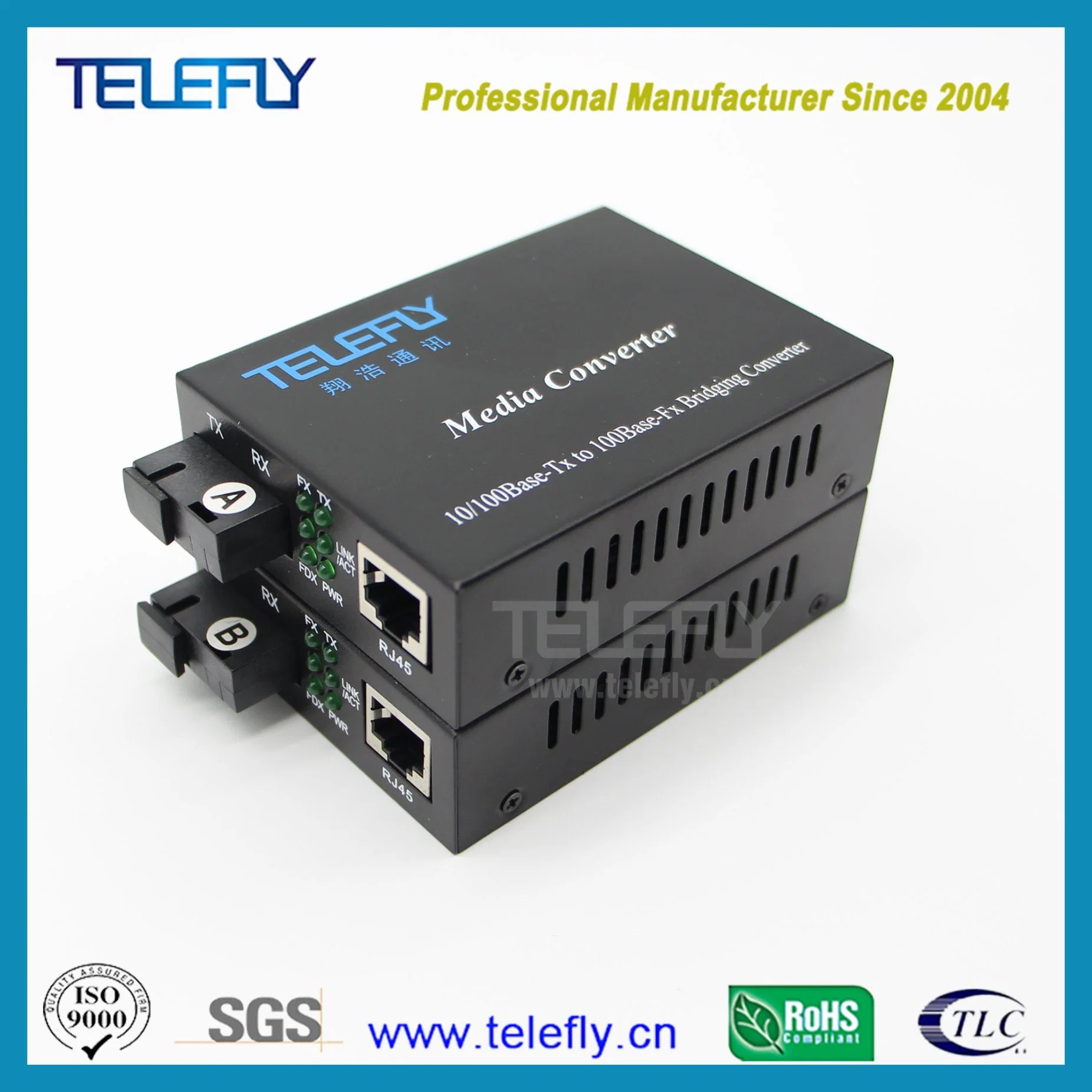 100m 1RJ45 Ethernet 1*9 Sc Single Optical Fiber Media Converter for 100km