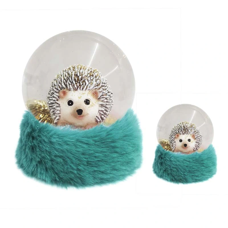 120mm Lovely Animal Hedgehog Globo de nieve con base de pieles