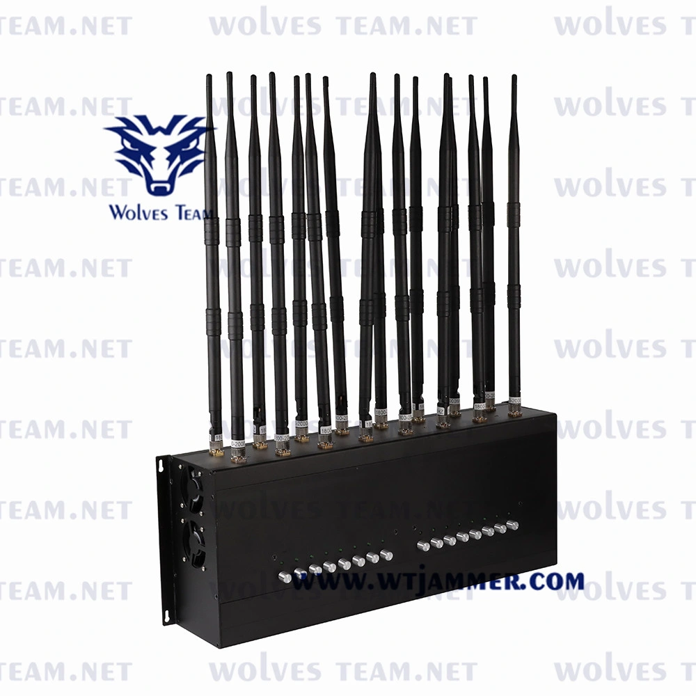 16 bandas potentes 50W CDMA GSM 3G 4G 5G móvil VHF UHF WiFi GPS Lojack Jammer señal