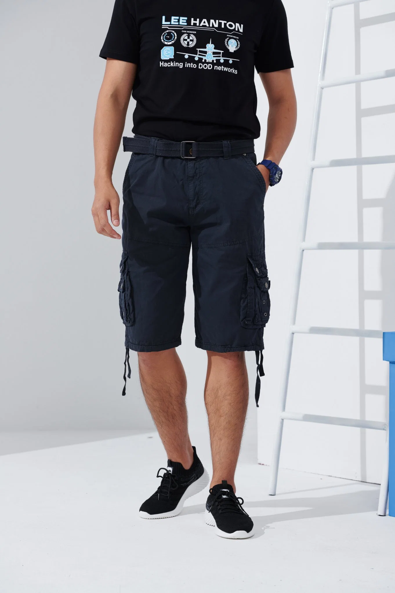 Casual Multi-Pocket Mens Fitness al por mayor de los hombres corto corto corto de carga