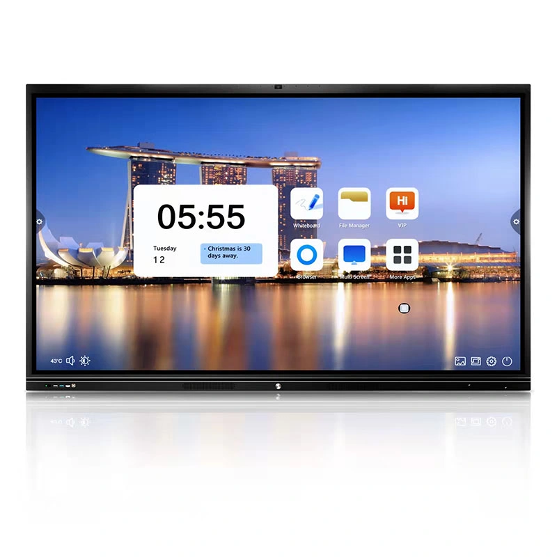 4th-I5, 4G+32g 75 Inch Win10 4K 20 Point Touch Screen Smard Board LCD Interactive Flat Panel Display with Android Windows for Education and Video Conference