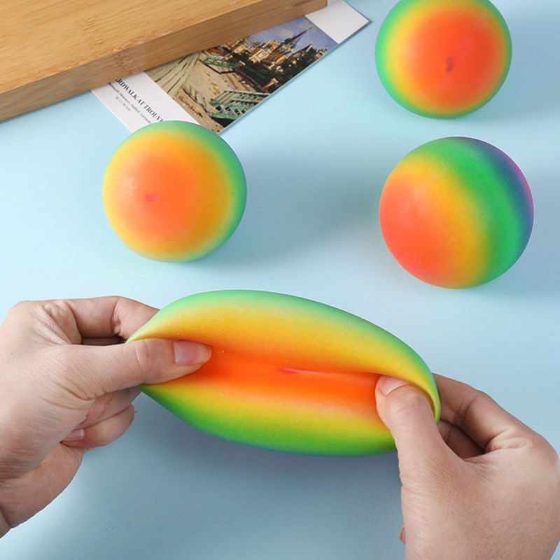 Oferta por atacado Rainbow Color TPR Stress Toy Squish Anti Bola de stress